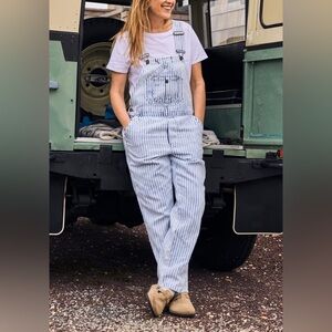 FAHERTY Topsail Stripe Carpenter's Overalls - Blue XS